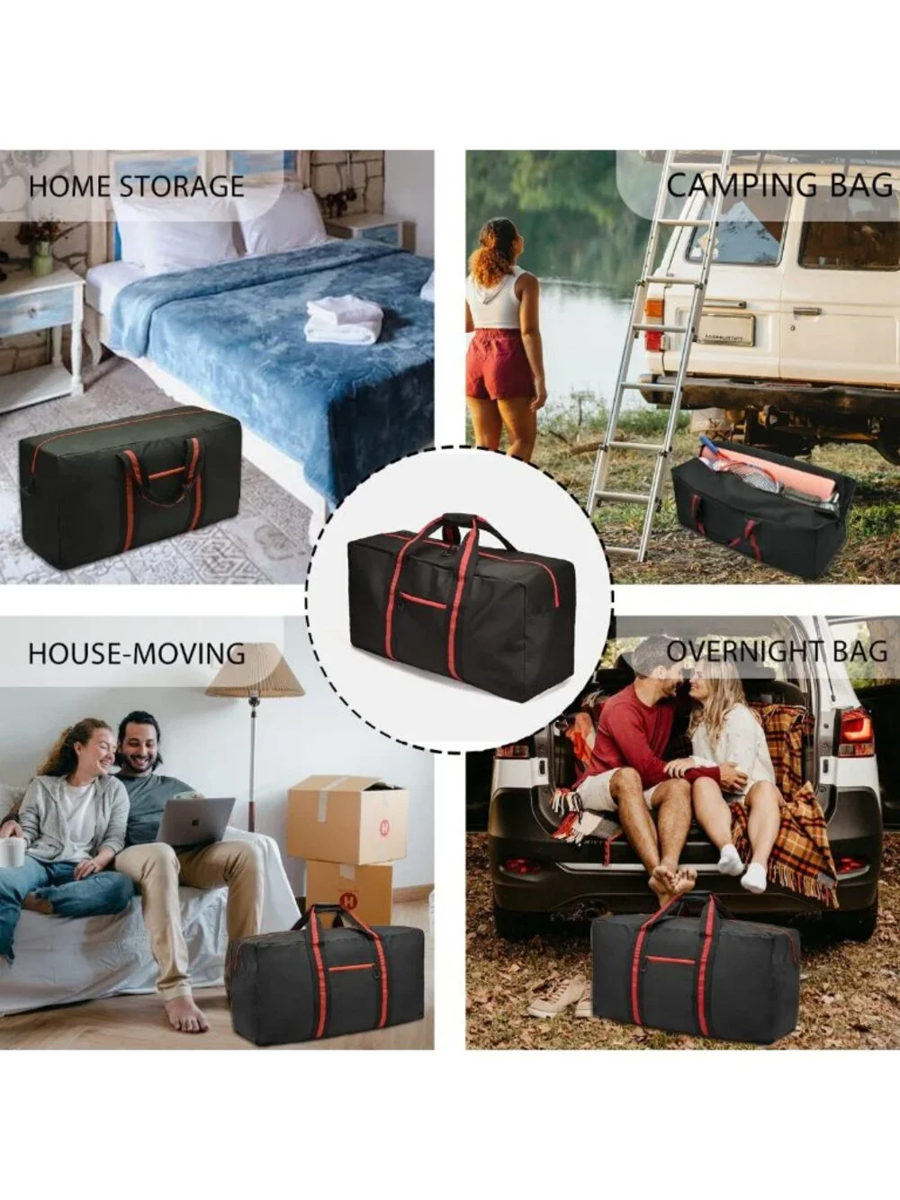 100L Large Red Duffle Bag - Travel, Overnight, Weekender, Camping & Storage